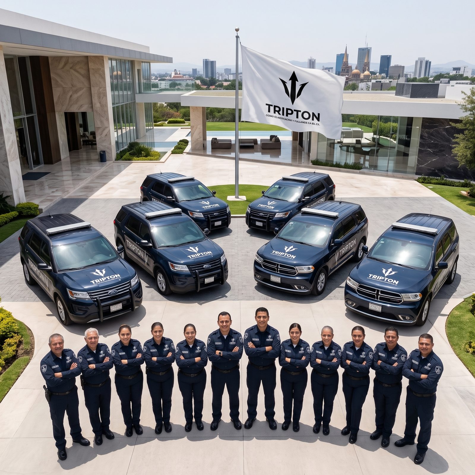 Aerial view of the Tripton security fleet