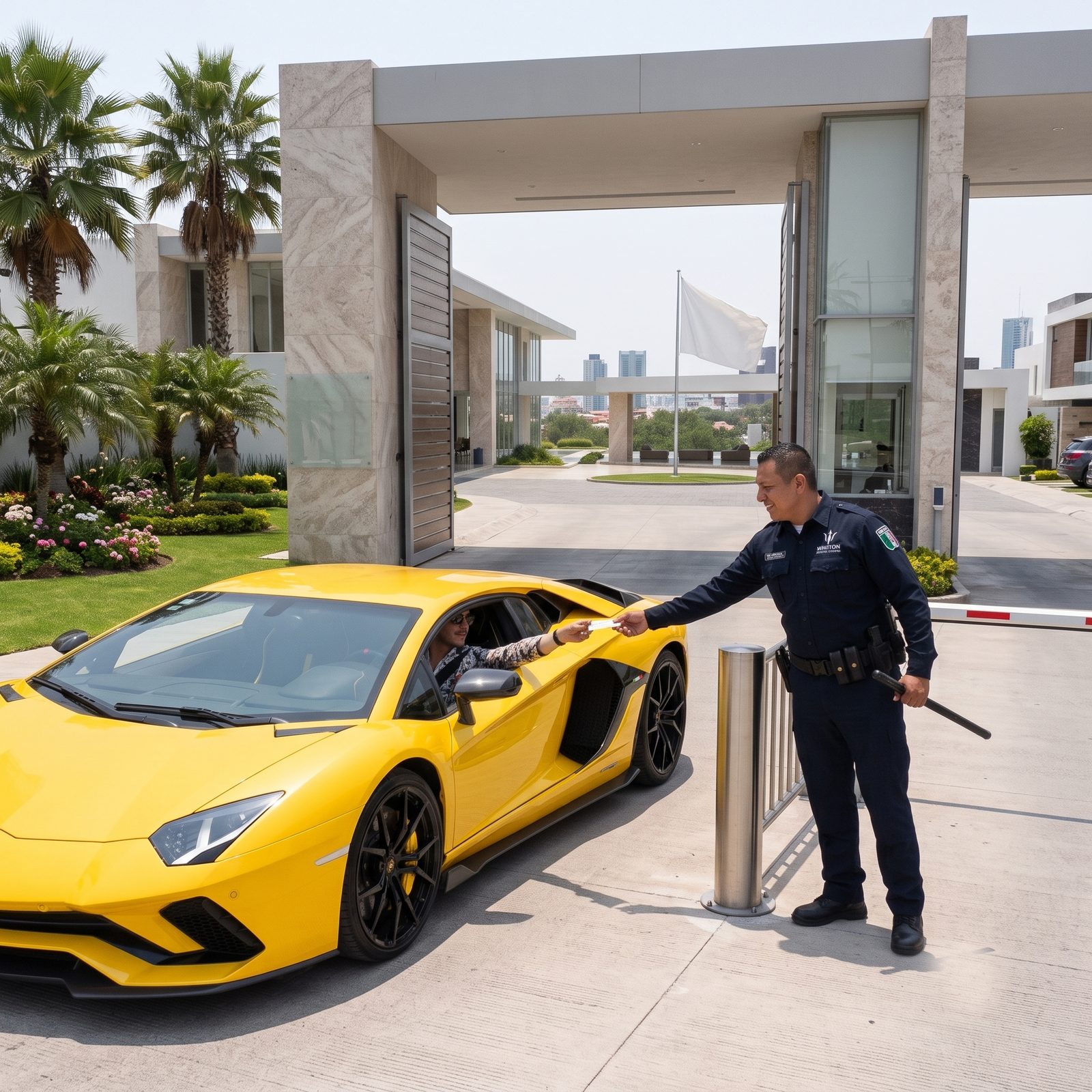 Tripton guard at the entrance of a luxury residence